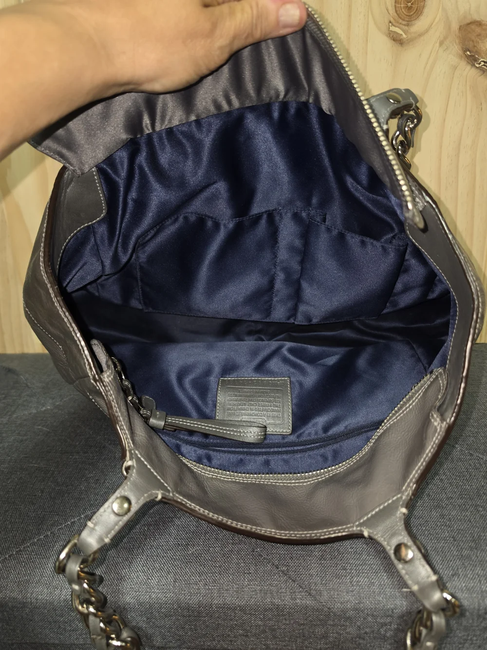 Coach Gray Chain-Handle Shoulder Bag